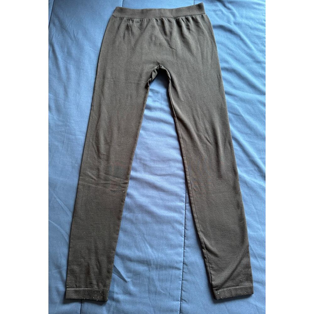 Pink Rose Fleece Lined Leggings Womens M Black Stretch